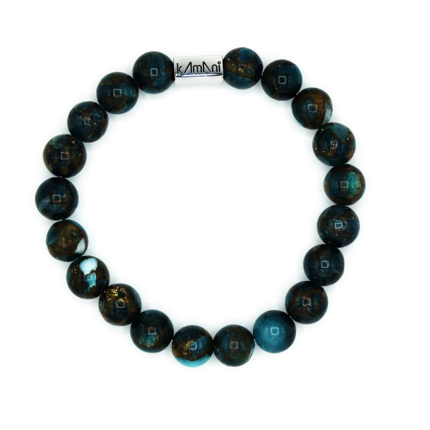 Bracelet " marbré bleu et brun " Collection Pierres Marbrées Volumineuse