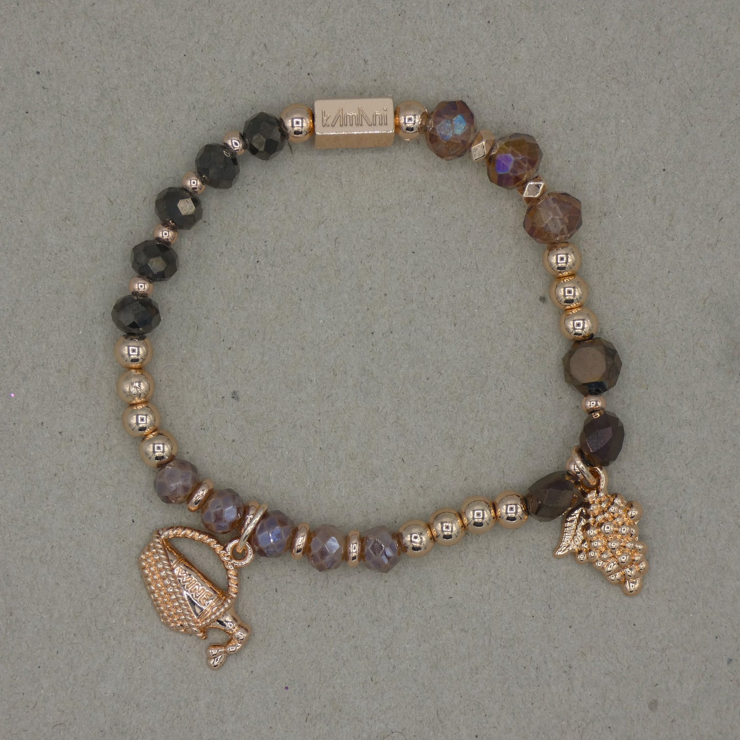 Bracelet avec Charms " Vignes " Collection Marron des Bois d' Oliviers