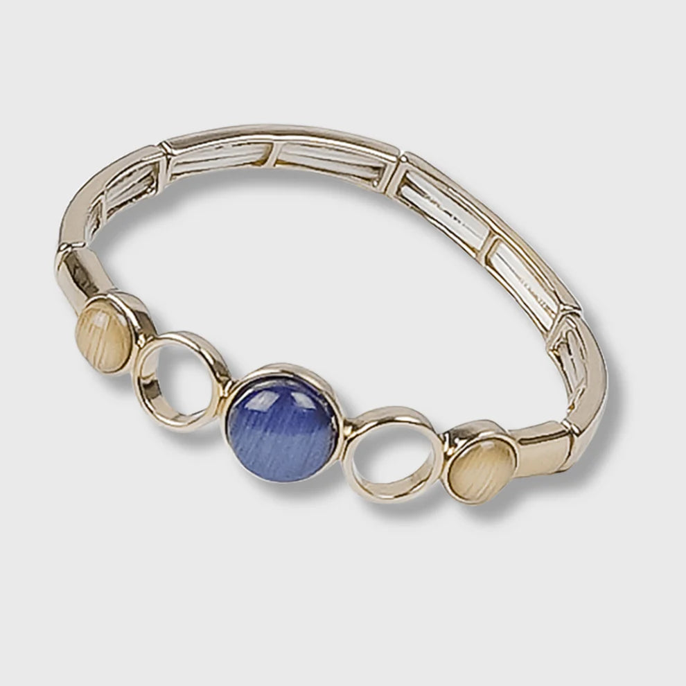 Bracelet "Cercle" Plaqué Or Bleu Café