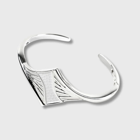 Bracelet "Éventail" Plaqué Argent Femme Blanc