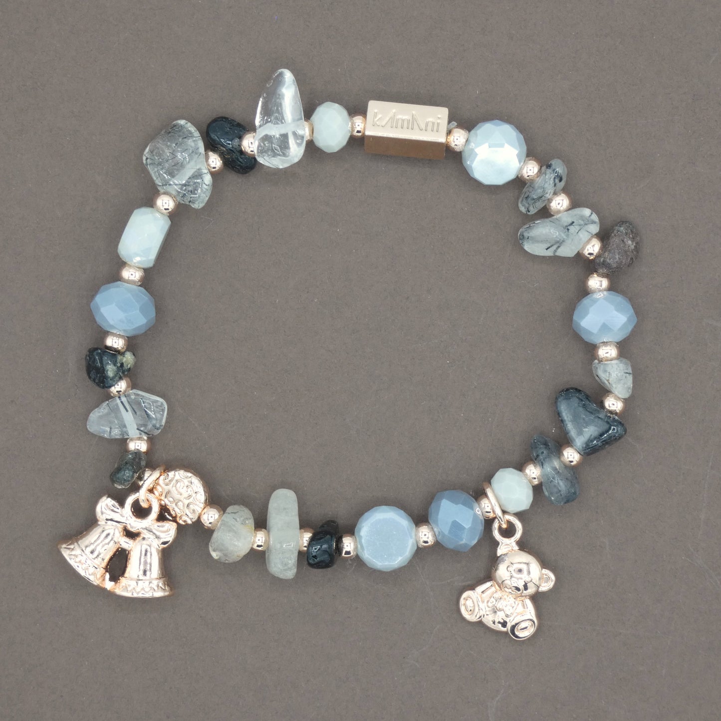 Bracelet avec Charms " Cloches " Collection Gris des Galets