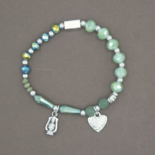 Bracelet avec Charms " Coeur " Collection Vert des Guarrigues