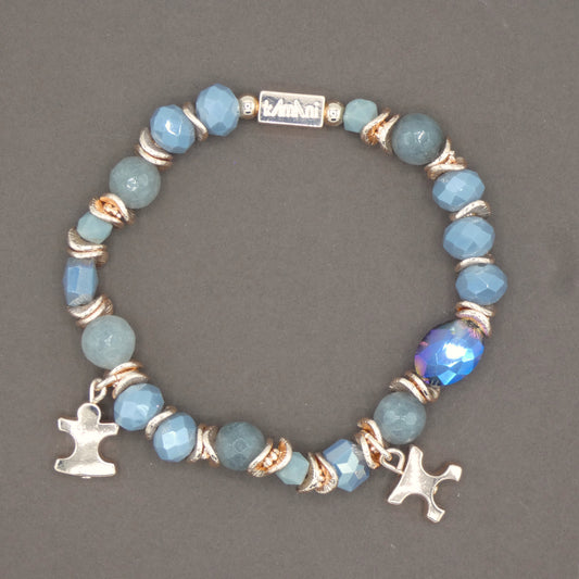 Bracelet avec Charms " Honneteté " Collection Gris des Galets