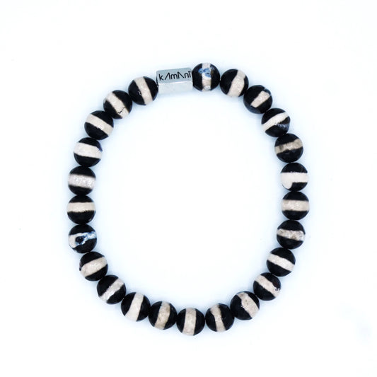 Bracelet " Noir et Blanc rayés " Collection Pierres Marbrées Volumineuses