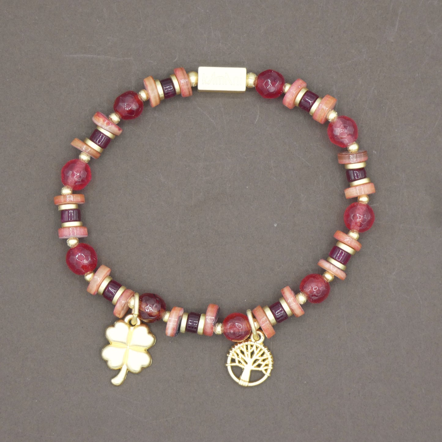 Bracelet avec Charms " Trefle " Collection Rouge des Coquelicots