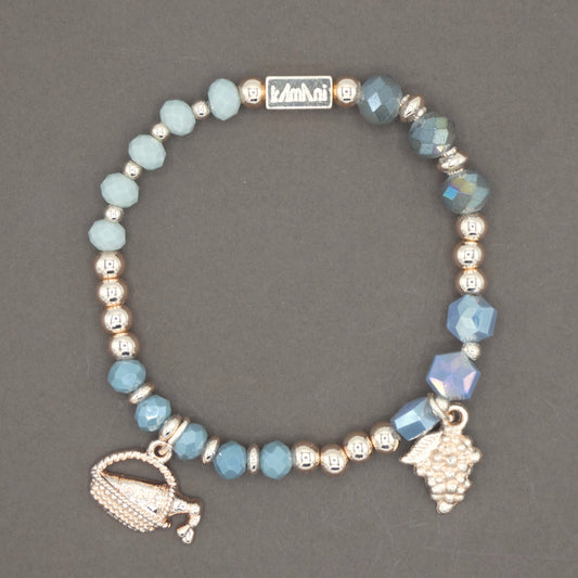 Bracelet avec Charms " Vignes " Collectipn Gris des Galets