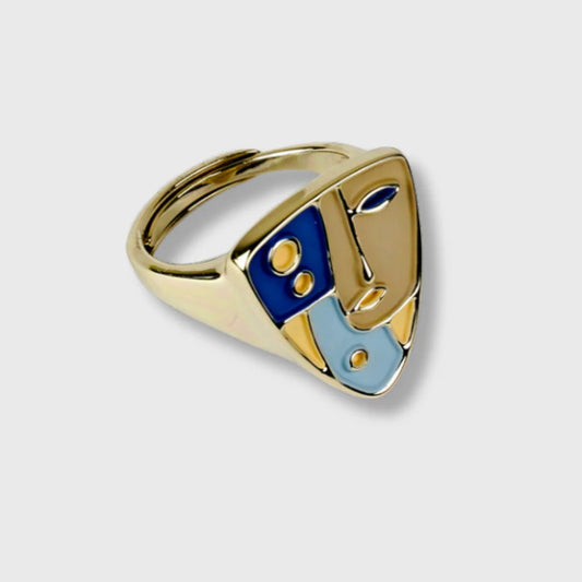 Bague Plaquée Or Jaune Femme "Masque" Picasso