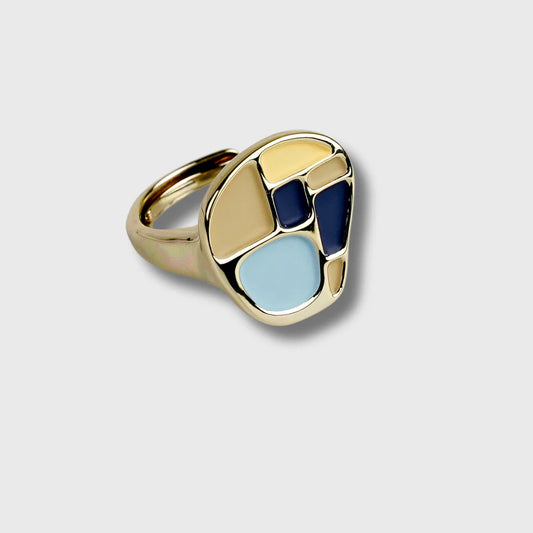 Bague Plaquée Or Jaune "Pastel Blue" Picasso