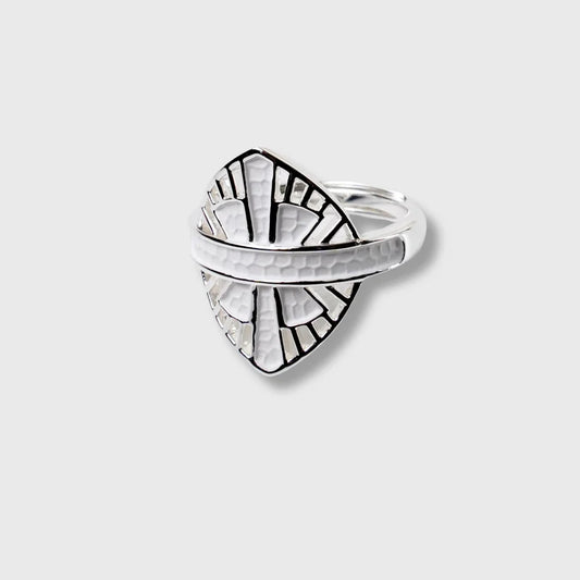 Bague Plaquée Argent Femme "Fantasia Scudo" Blanche