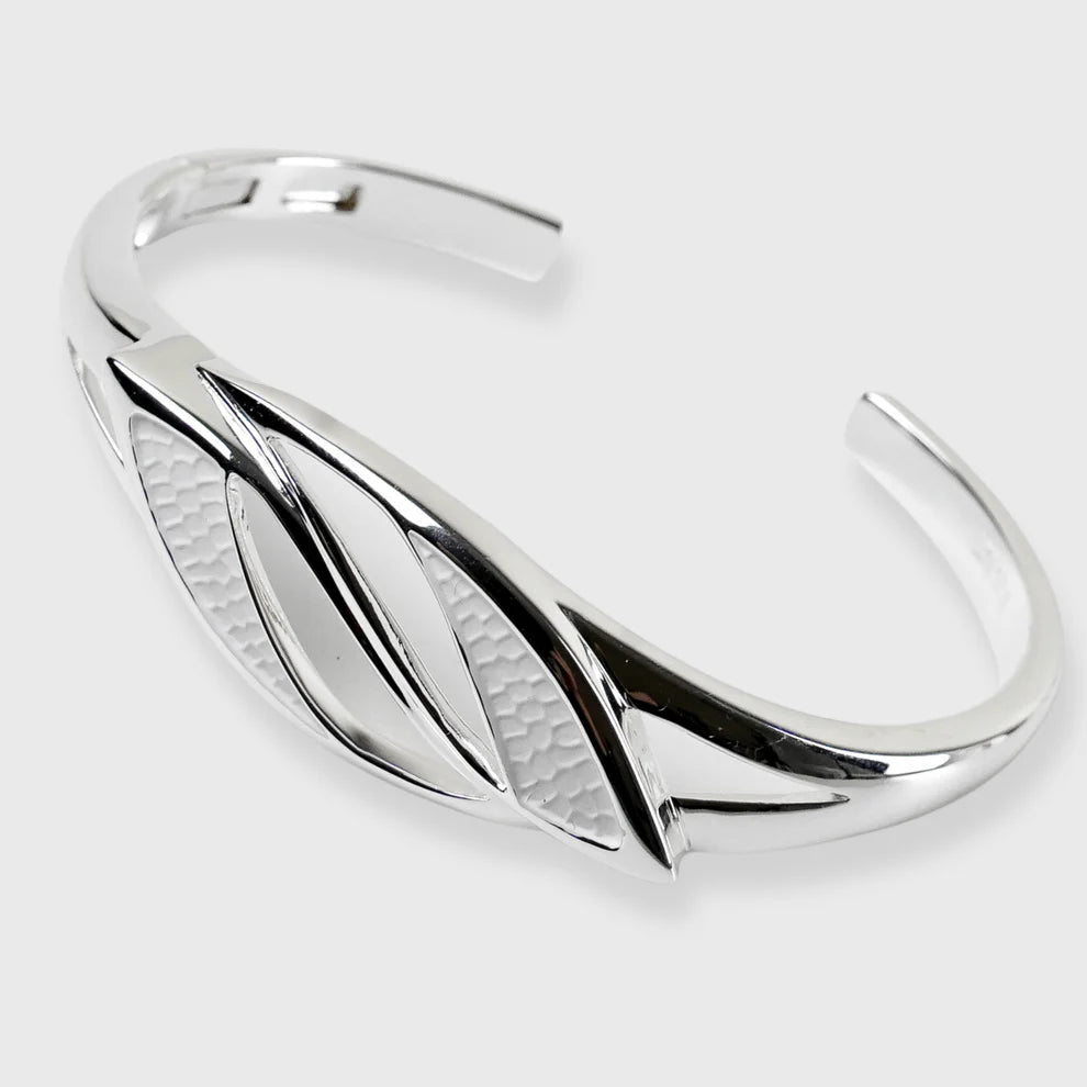 Bracelet Plaqué Argent "Fleur" Femme Blanc