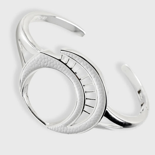 Bracelet Plaqué Argent "Moon" Femme Blanc