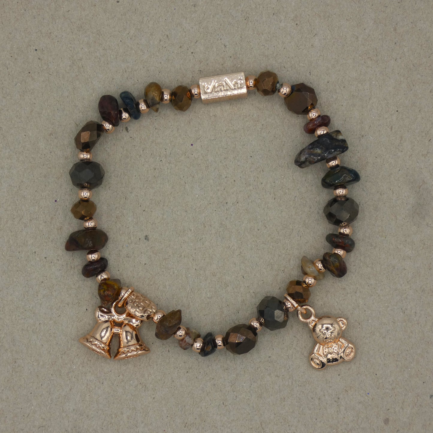 Bracelet avec Charms " Cloches " Collection Marron des Bois d' Oliviers