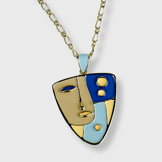 Collier Plaqué Or Jaune Femme Fantasia Masque Picasso