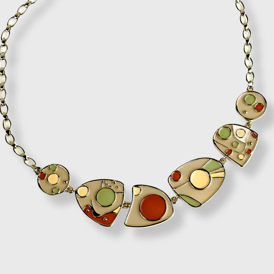 Collier Plaqué Or Jaune Femme Picasso Palette Fantaisie