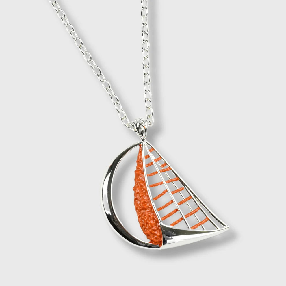 Collier Plaqué Argent Femme "Sail Sunrise" Ton Orange sur Placage Argent