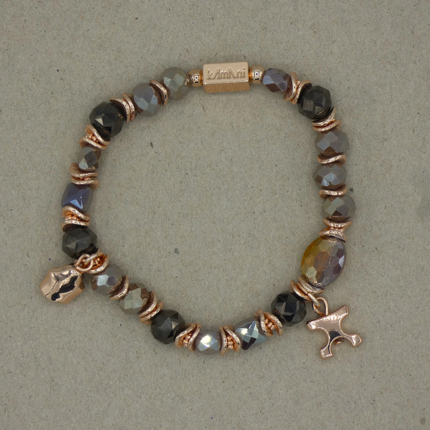 Bracelet avec Charms " Honneteté " Collection Marron des Bois d' Oliviers