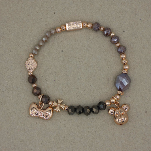 Bracelet avec Charms " Jeux " Collection Marron des Bois d' Oliviers