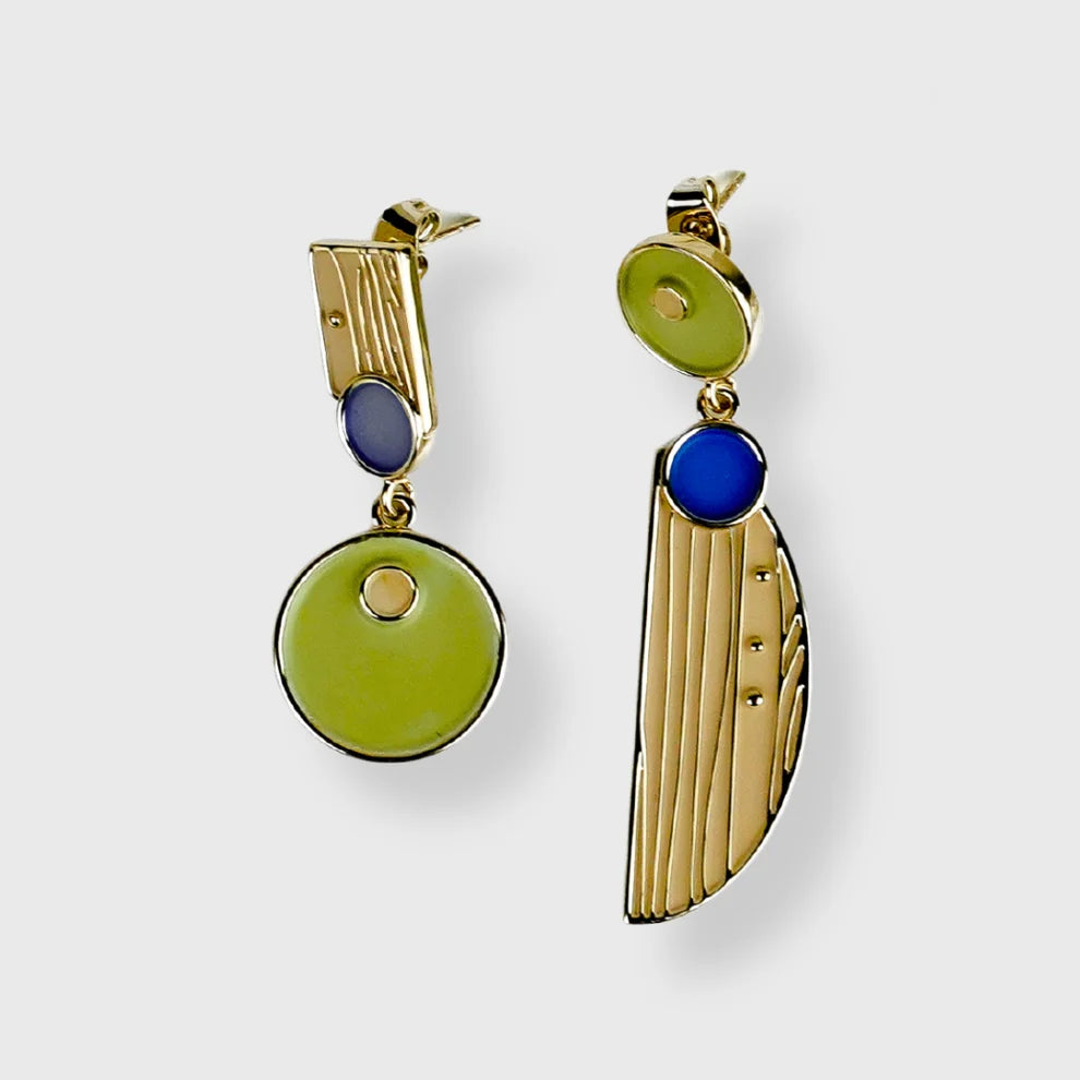 Boucles d'oreilles plaquées or jaune pour femmes, motif abstrait Picasso