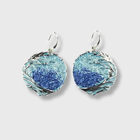 Boucles d'oreilles « Ocean Sunrise » – Plaqué argent avec tons bleus