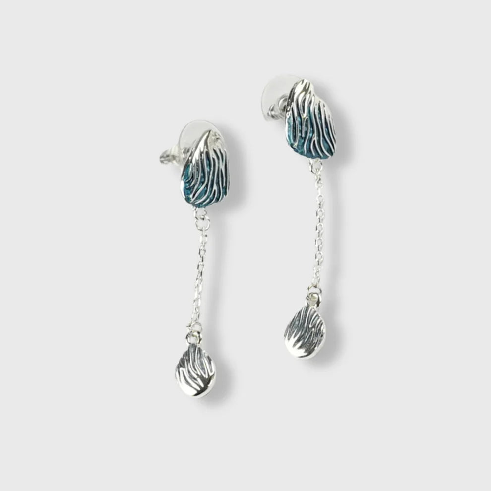 Boucles d'oreilles « Waves Sunrise » – Plaqué argent ton bleu