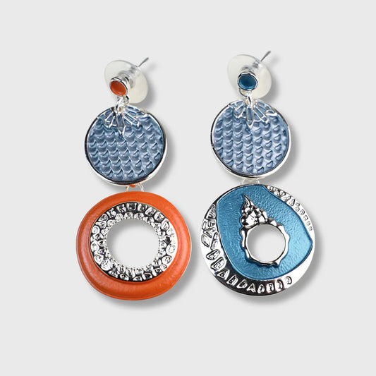 Boucles d'oreilles « Sun Sunrise » – Plaqué argent avec tons orange et bleu