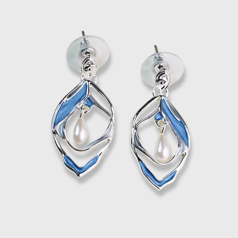 Boucles d'oreilles « Oyster Sunrise » – Plaqué argent bleu