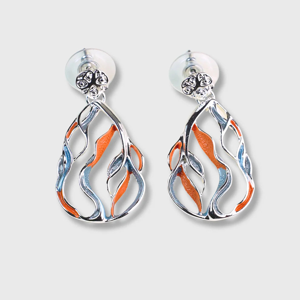 Boucles d'oreilles « Rays Sunrise » – Plaqué argent avec tons orange et bleu