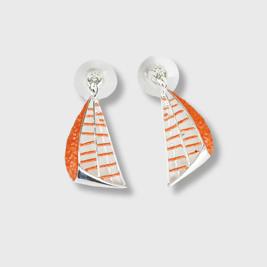 Boucles d'oreilles « Vela Sunrise » – Plaqué argent avec tons orange et bleu