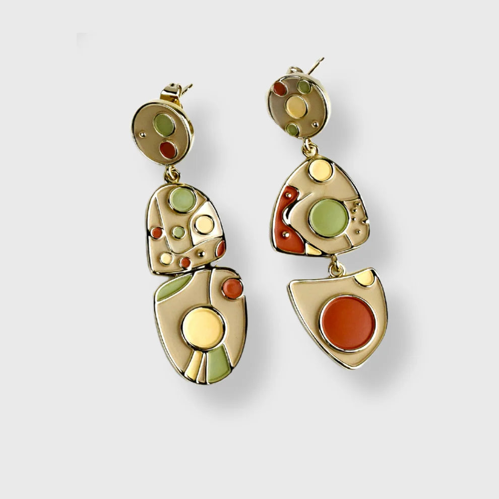 Boucles d'oreilles Plaqué Or Jaune Femme Fantaisie Palette Picasso