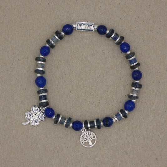 Bracelet avec Charms " Trefle " Collection Bleu des Calanques